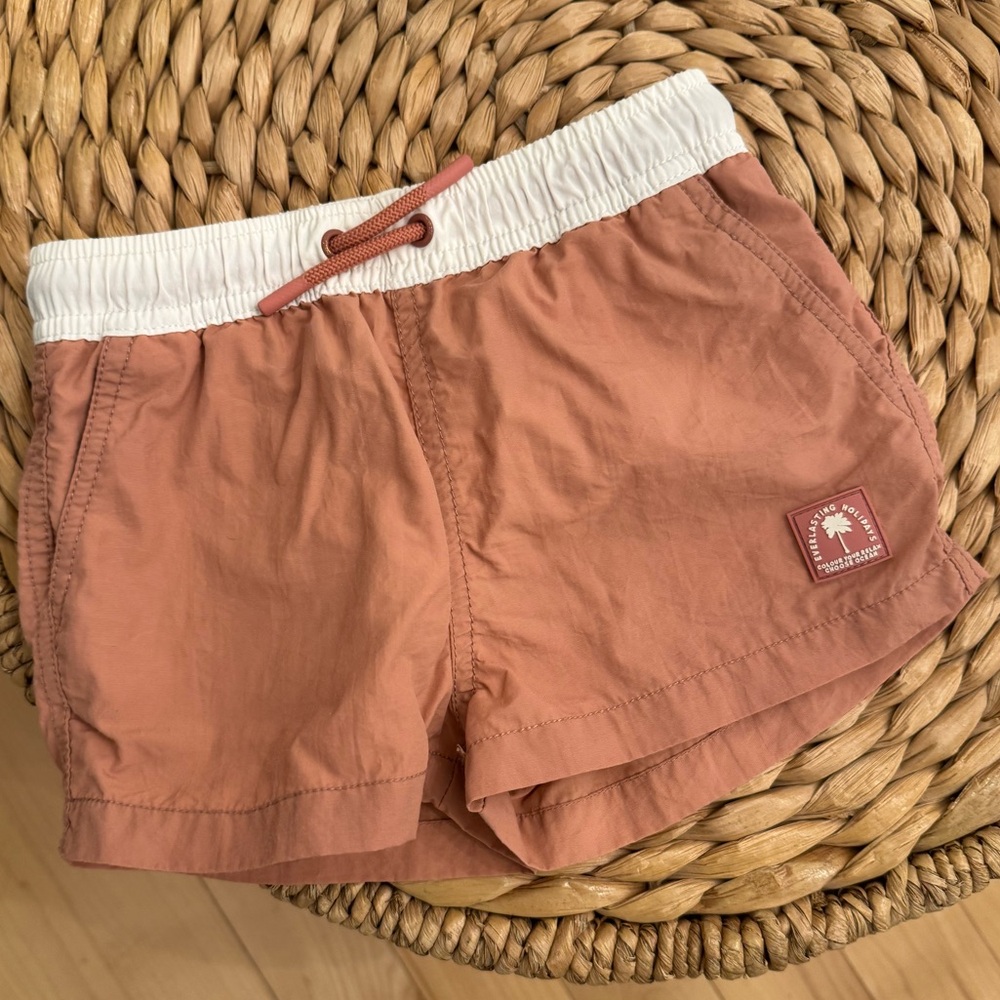 Zara Kids Swim Trunks in Rust and White
